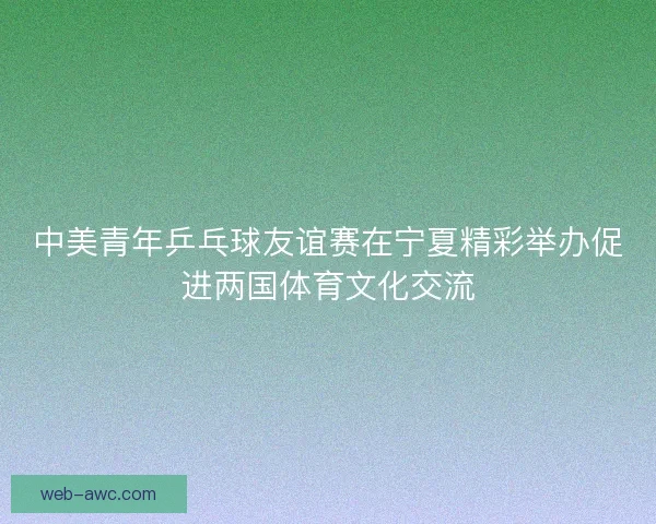 中美青年乒乓球友谊赛在宁夏精彩举办促进两国体育文化交流 中美青年乒乓球友谊赛在宁夏精彩举办促进两国体育文化交流